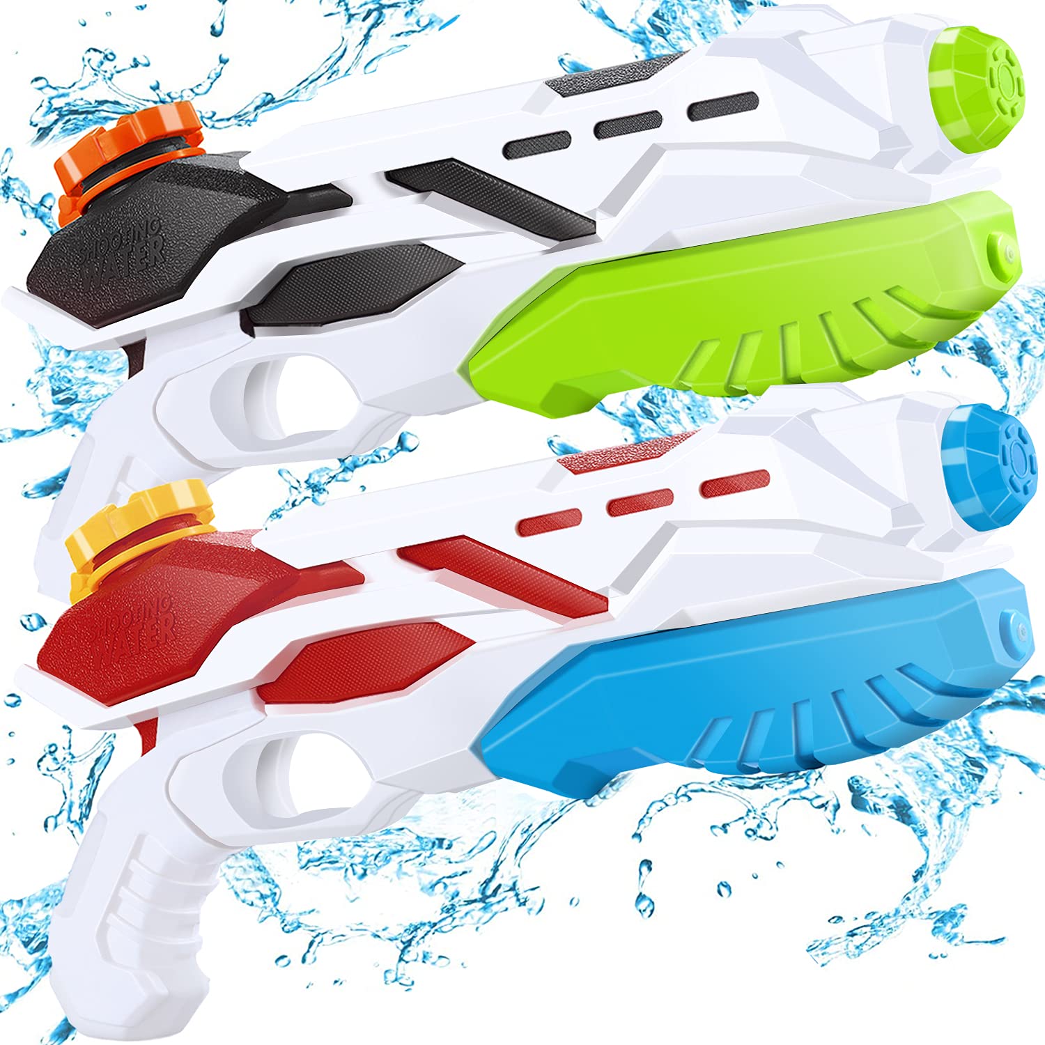 Cakuni water guns front view, two-pack for sunny backyard battles.