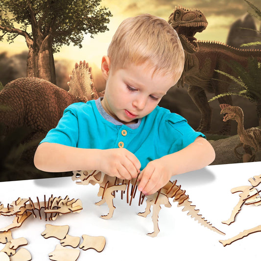 Calary 3D wooden dinosaur puzzle pieces: smooth, safe, reusable play