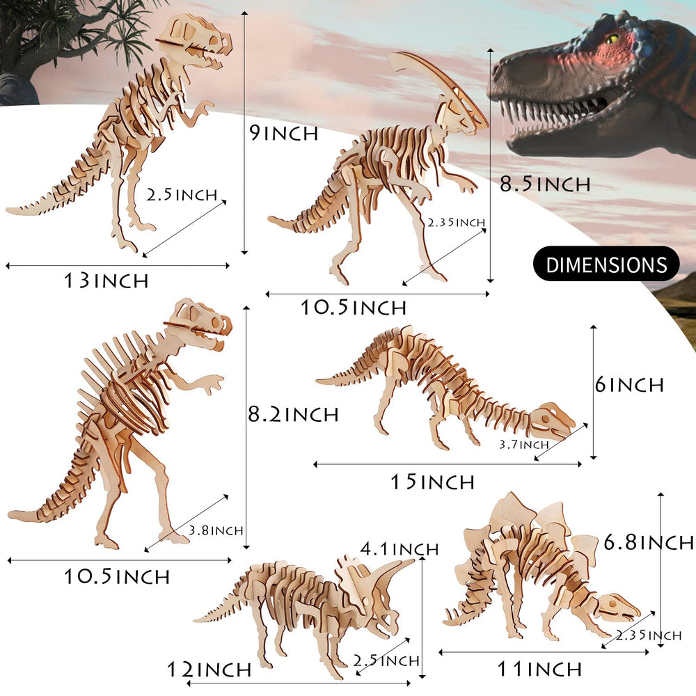 Calary wooden dinosaur puzzle: no glue required, easy assembly