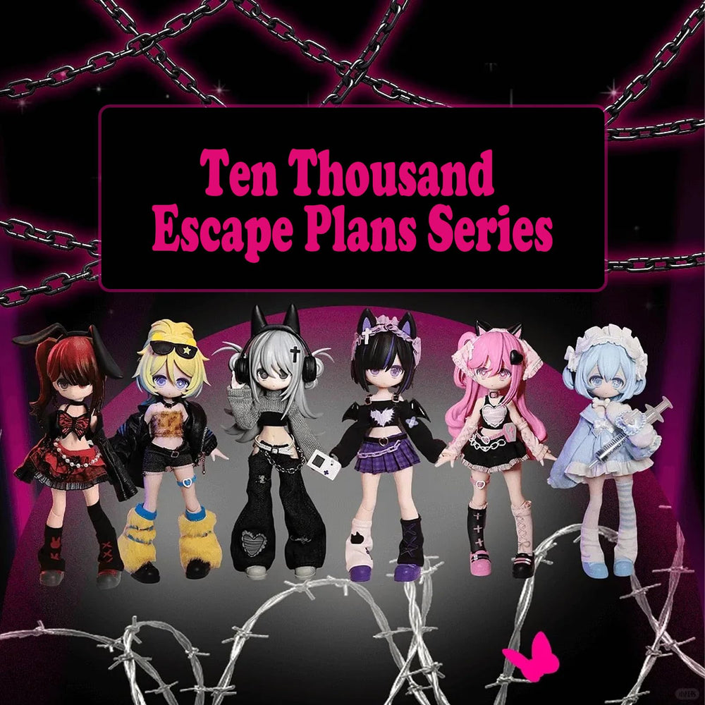 CALEMBOU BJD Ten Thousand Escape Plans collection display shows poseable figure set.