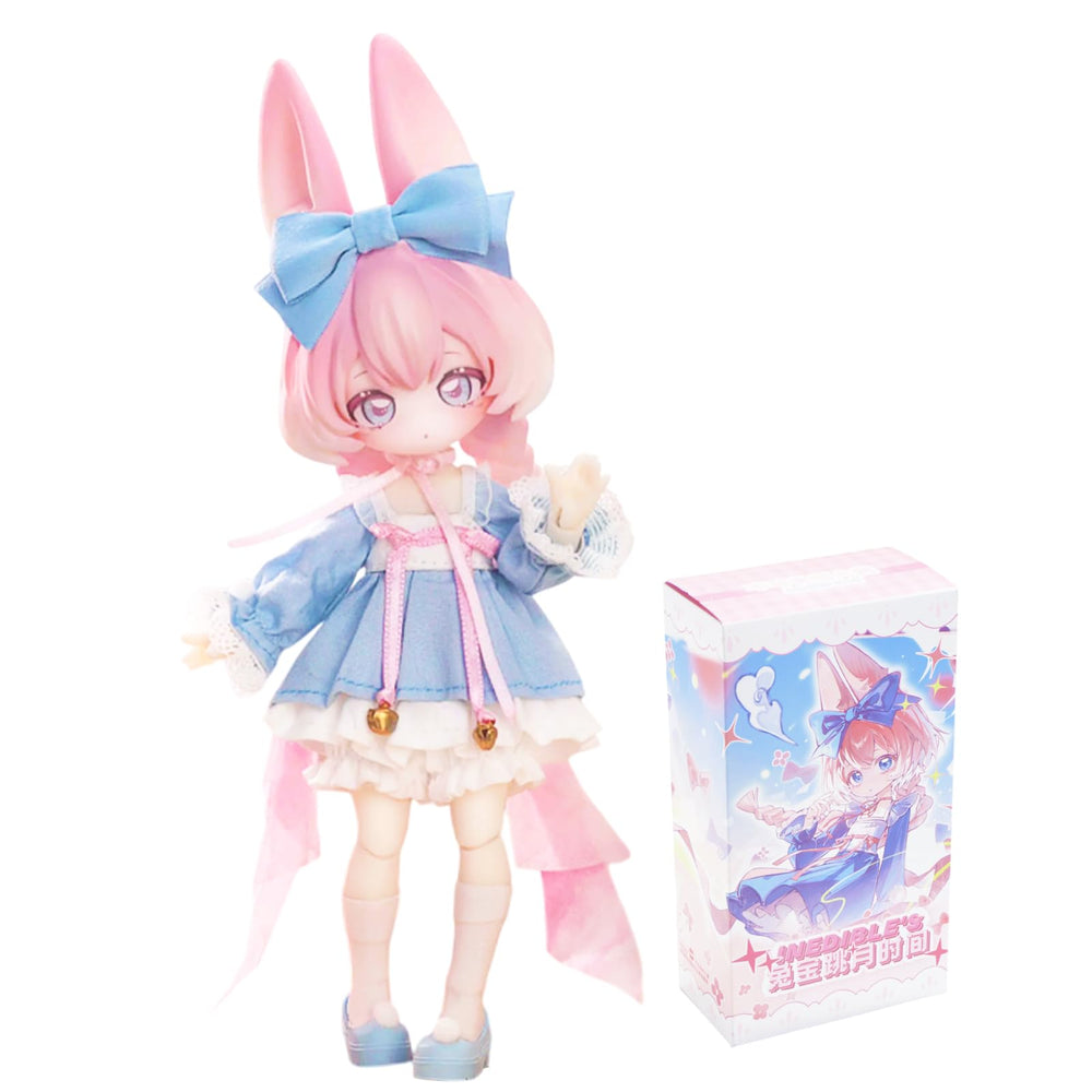 CALEMBOU Jumping Moon Time Rabbits figure portrait for display and photography.