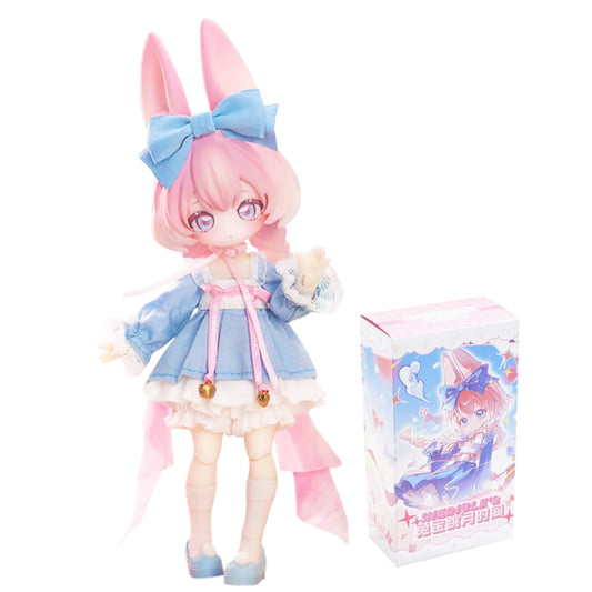 CALEMBOU Jumping Moon Time Rabbits figure portrait for display and photography.