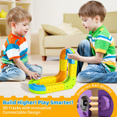 CalfQueen KlickRail motorized train powers through curves for engaging play.