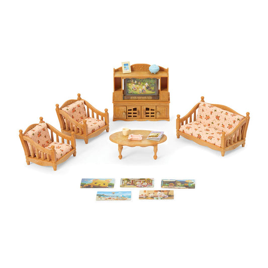 Calico Critters comfy living room sofa with interchangeable material for multiple looks.