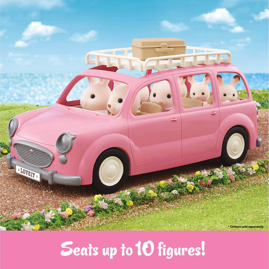 Calico Critters Picnic Van interior showing seating for up to ten figures.