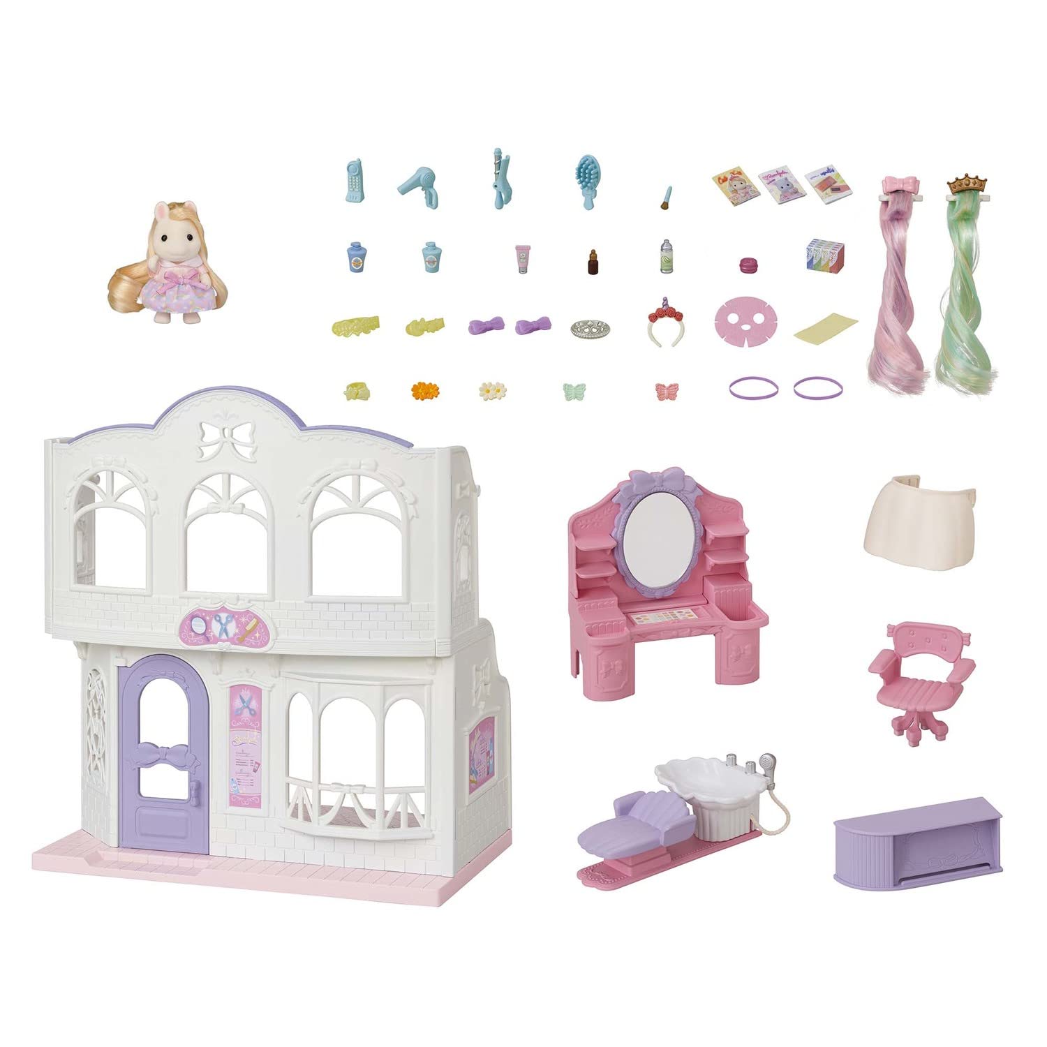 Calico Critters Pony's Stylish Hair Salon shampoo station invites pretend spa-like grooming