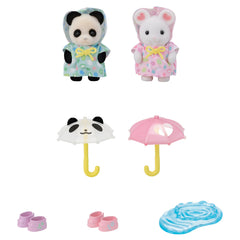 Calico Critters Raincoat with cloud pattern inspires cozy storytelling during playtime.