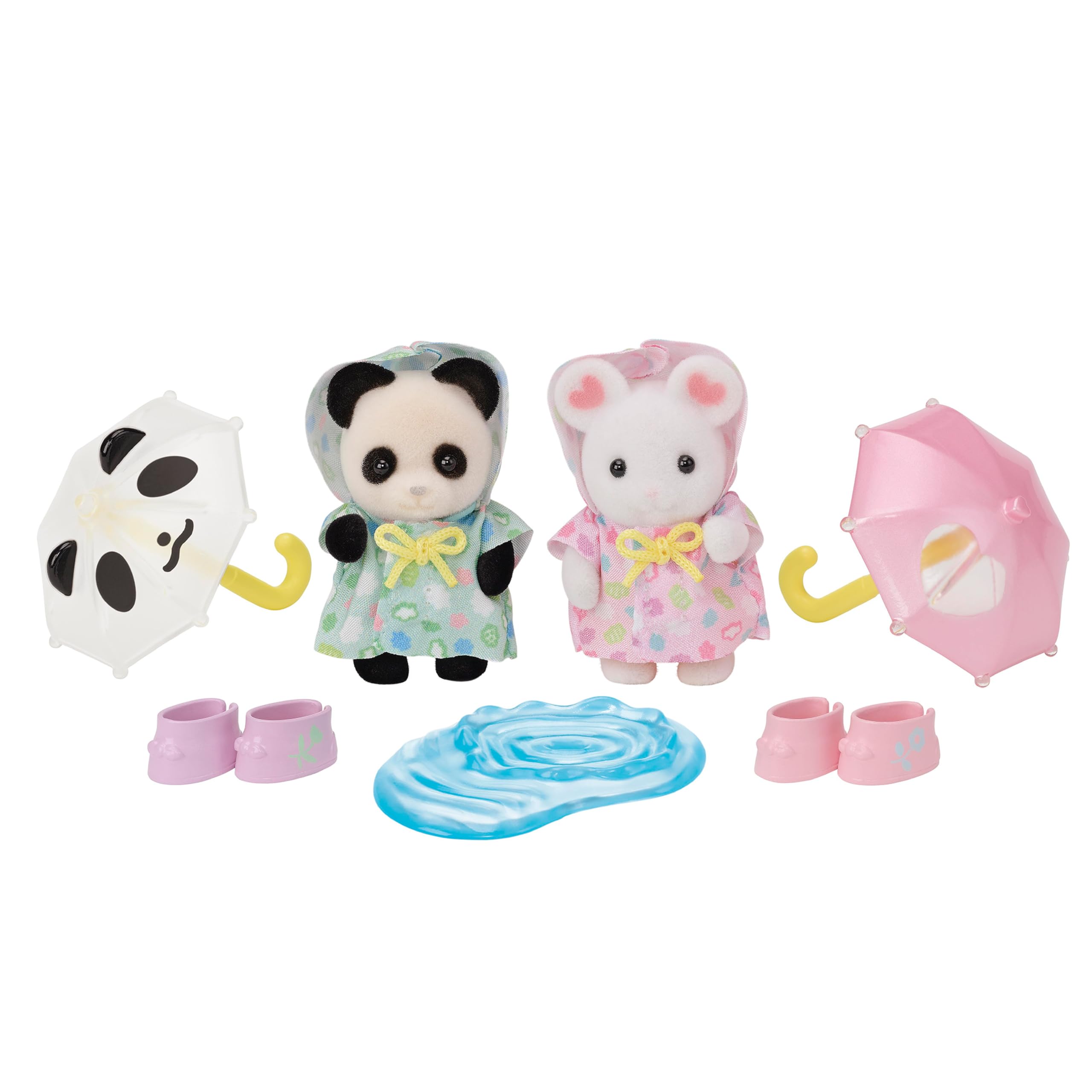Calico Critters Rainy Day Duo babies ready for imaginative play.
