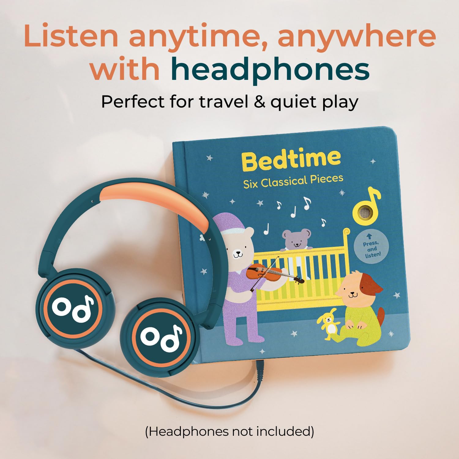Cali's Books bedtime musical book buttons closeup, highlighting interactive learning through touch.