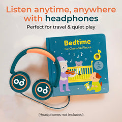 Cali's Books bedtime musical book buttons closeup, highlighting interactive learning through touch.