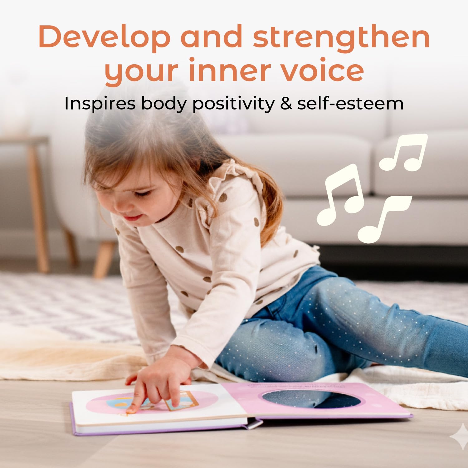 Cali's Books I Love My Body inside mirror reinforces positive self-image while toddlers sing.