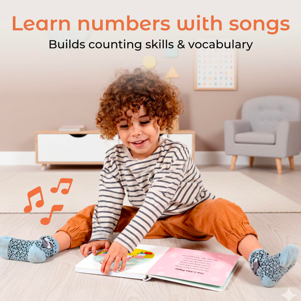 Cali's Books Number Book for Toddlers pages with songs promote musical learning in tiny hands