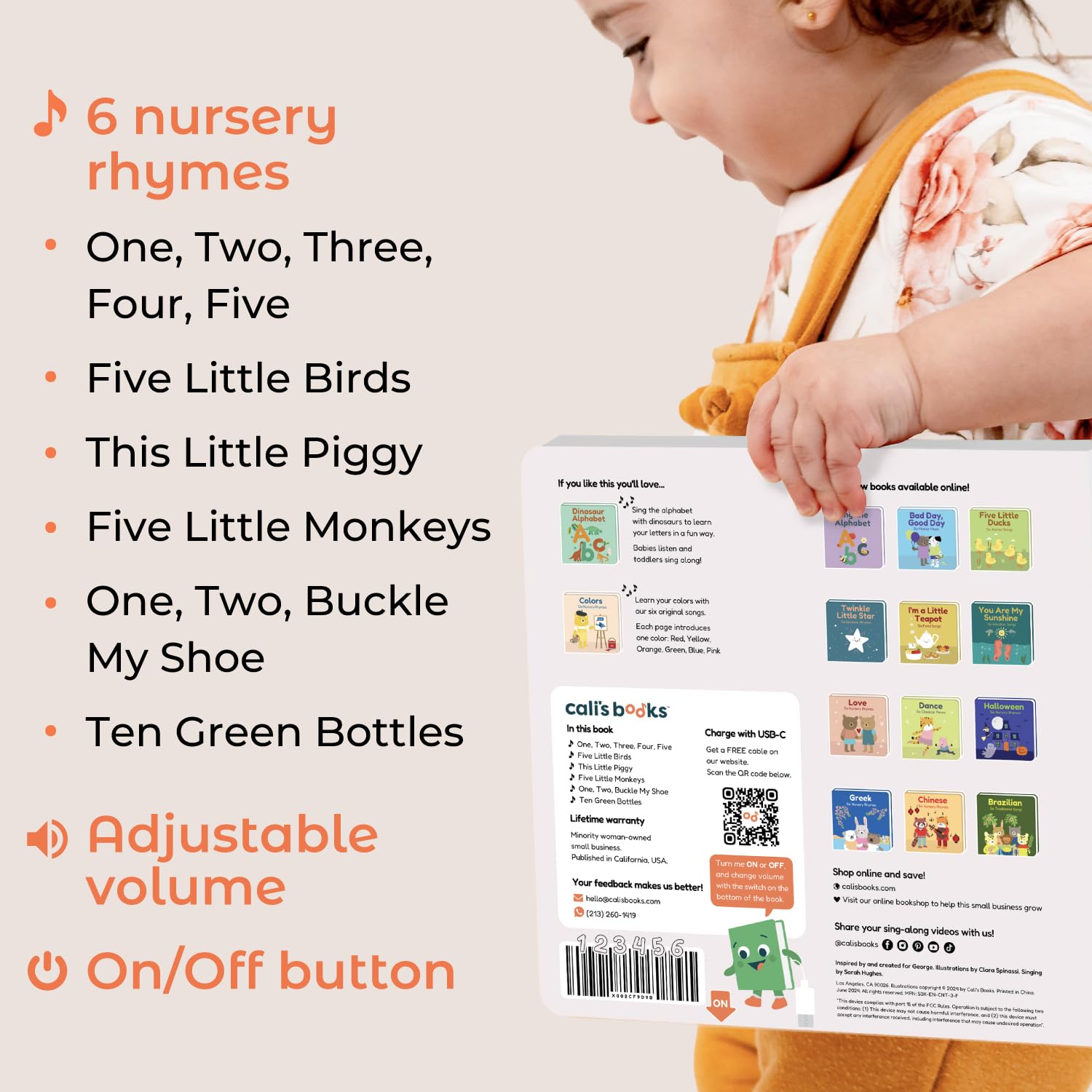 Cali's Books Number Book for Toddlers USB-C recharge keeps playgoing