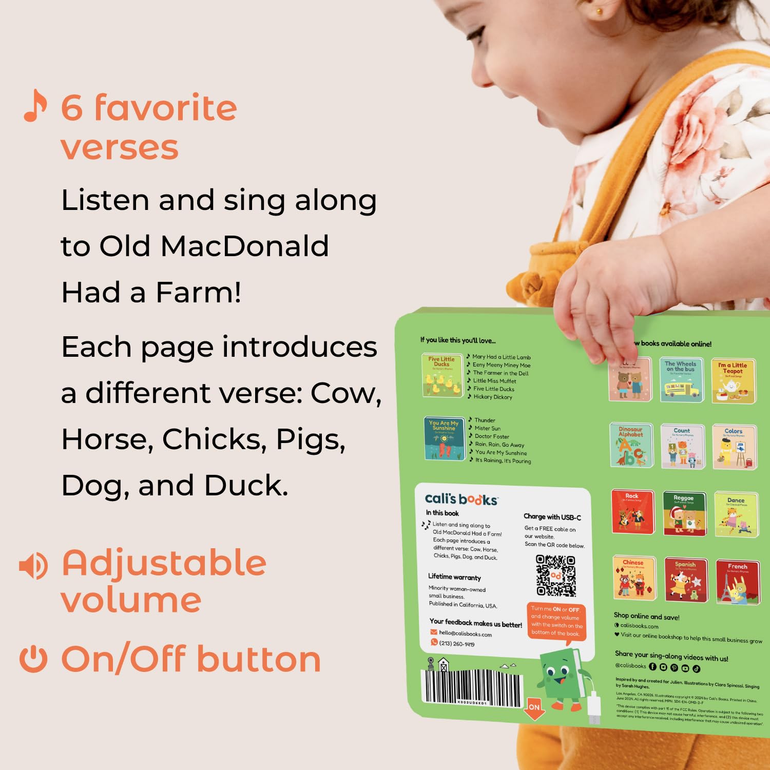 Cali's Books Old MacDonald Farm durable pages ensure safe exploration.