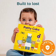 Cali's Books toddler playing with interactive pages builds early language and memory.
