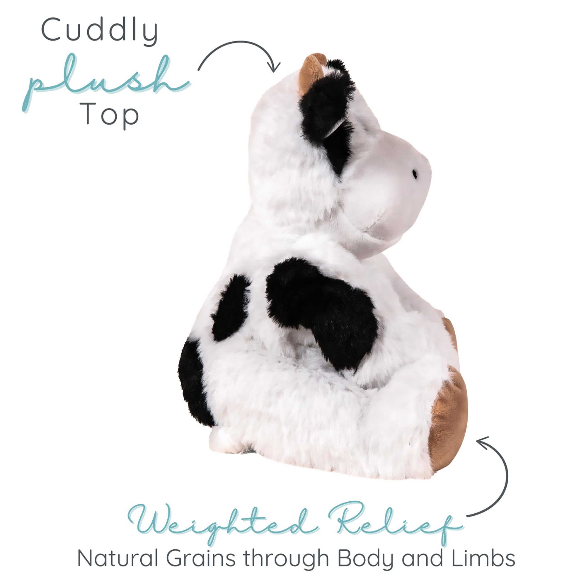 Soft fabric and natural grains create a gentle cuddly companion.