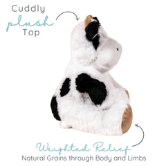 Soft fabric and natural grains create a gentle cuddly companion.