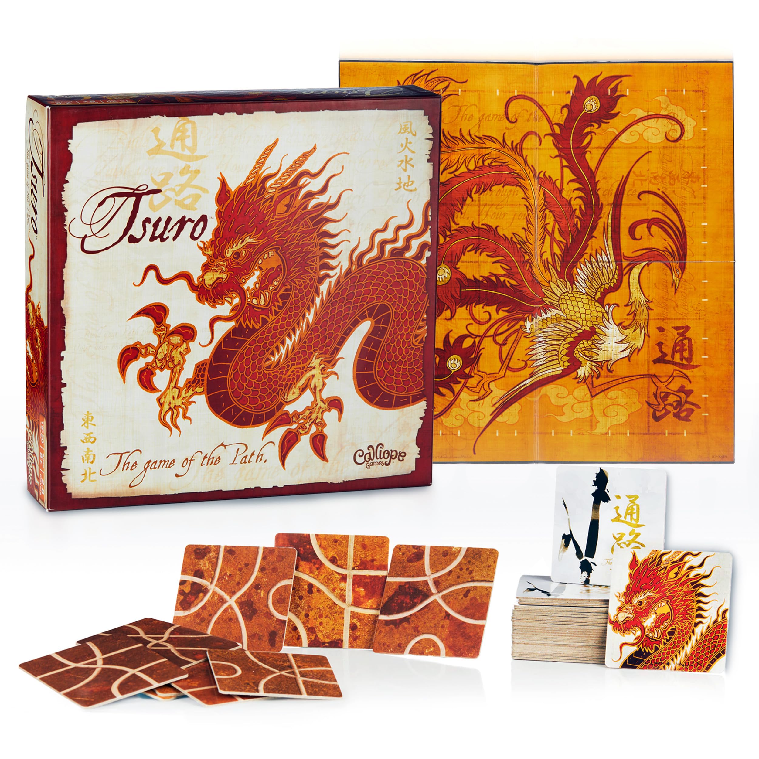 Calliope Tsuro path tiles guiding evolving routes for family game night