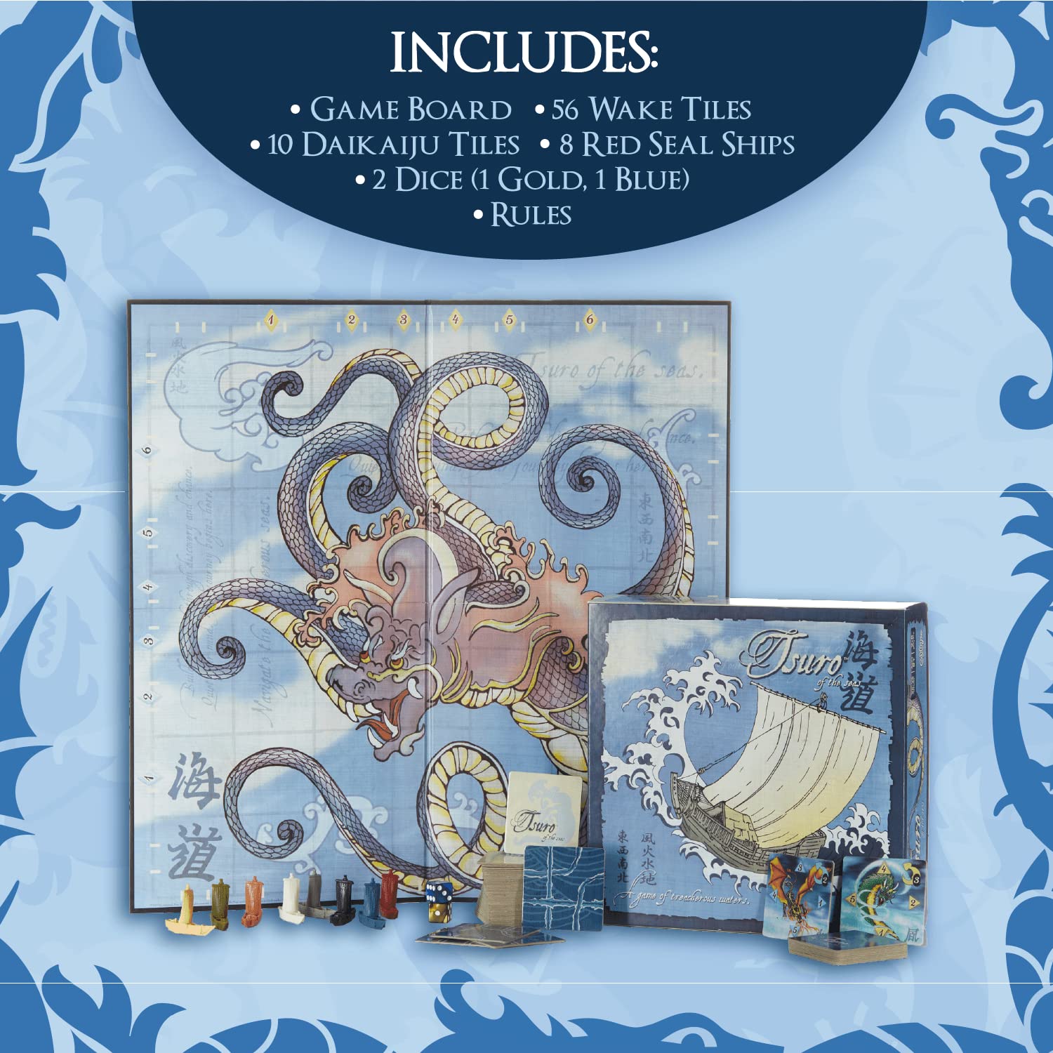 Calliope Tsuro of the Seas game night setup encourages family play.