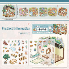 Callist Waterwheel and Painted Boat 3D sticker scene for decorative projects