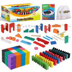 Calmado 1000-piece wooden dominoes with storage bag for easy organization.