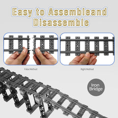 CALMDR train track bridge uphill downhill view demonstrates dynamic layouts.