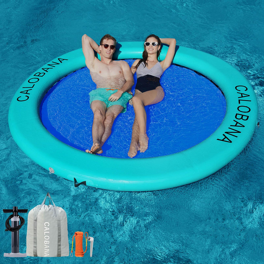 CALOBANA 6ft inflatable water hammock front view for relaxed lake lounging.
