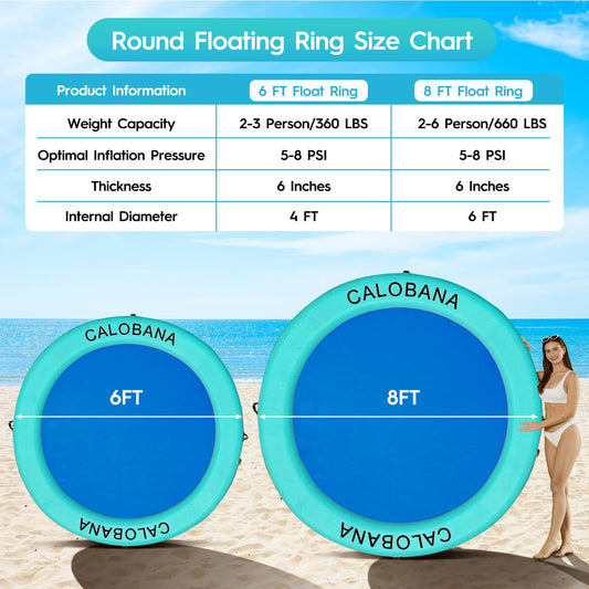 CALOBANA 6ft inflatable water hammock side view for pool lounging.
