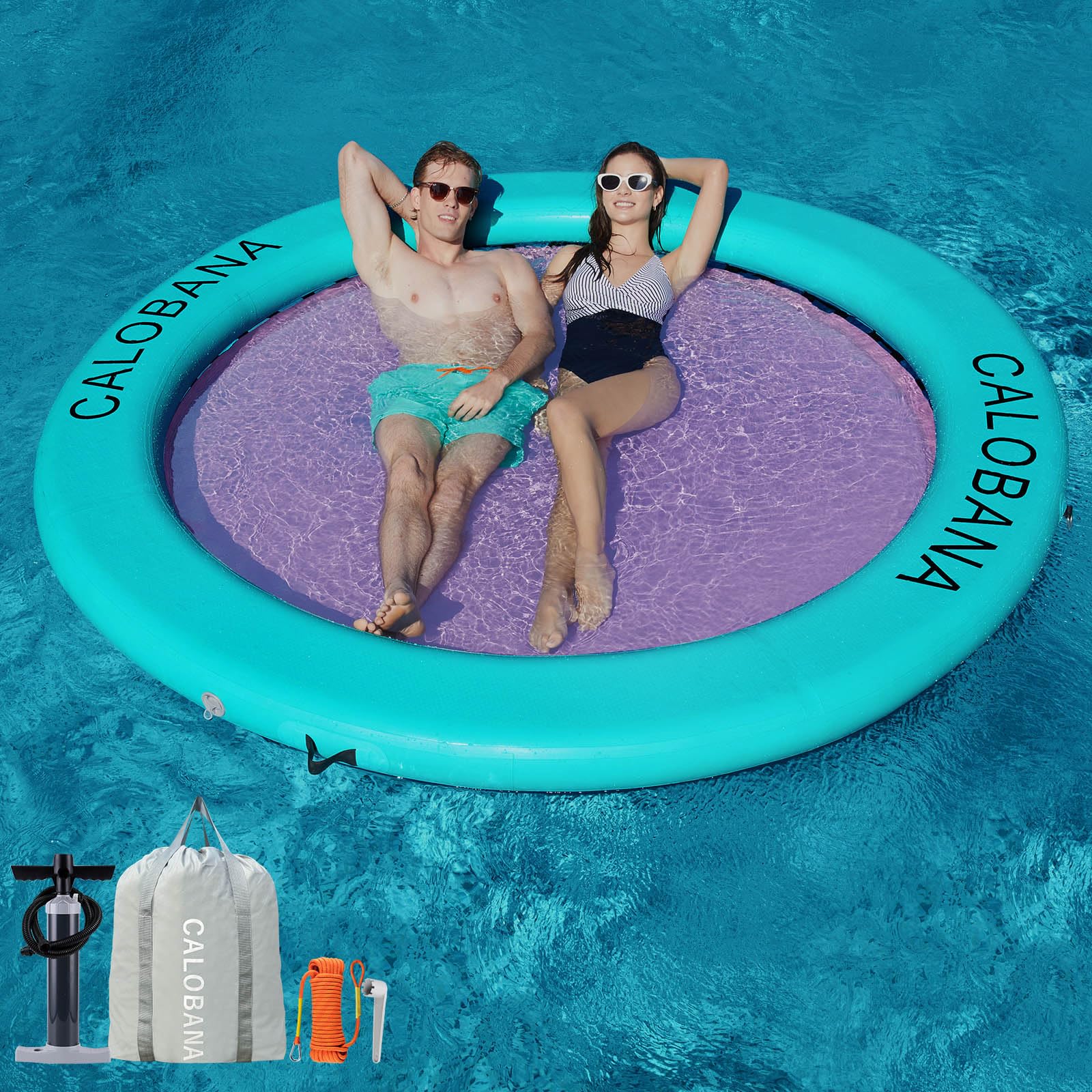 CALOBANA 8ft water hammock for pool, ideal for lounging and sunbathing.