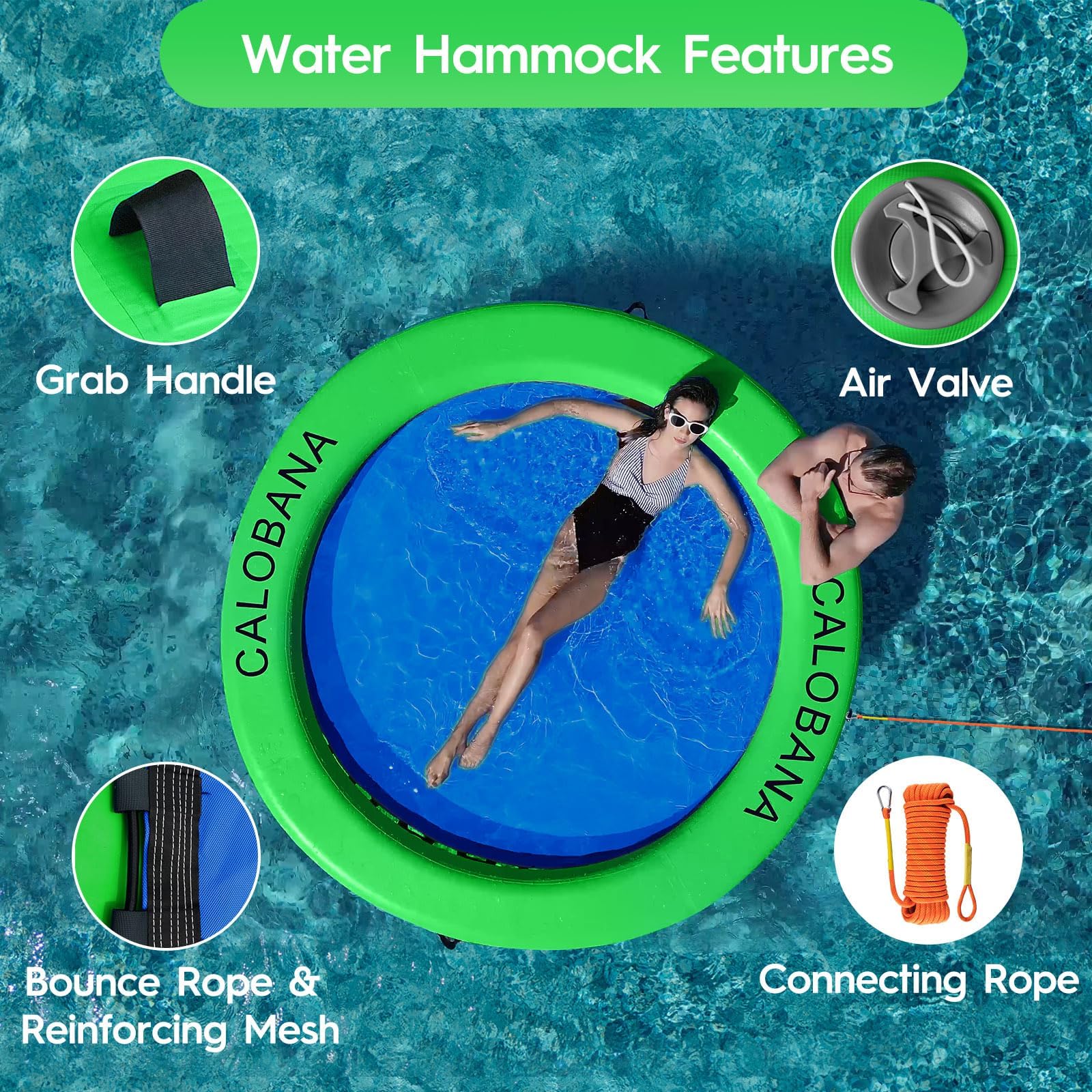 CALOBANA floating island multi-person platform ready for friends and family on water.