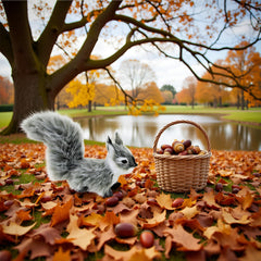 Calsgkspray gray mini squirrel plush as a thoughtful desk gift.