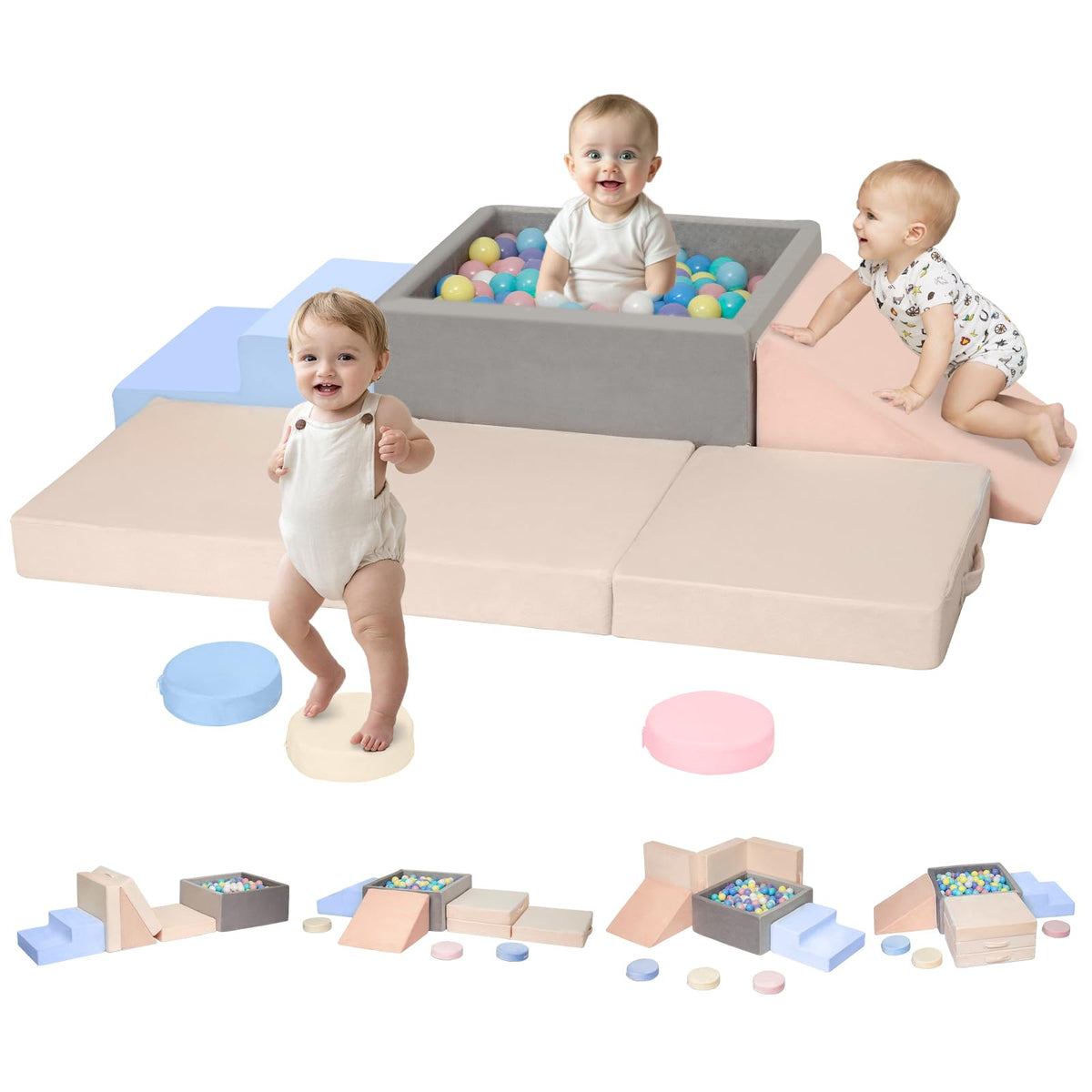 CAMELUS baby ball pit climbing blocks provide safe, engaging indoor play for toddlers.