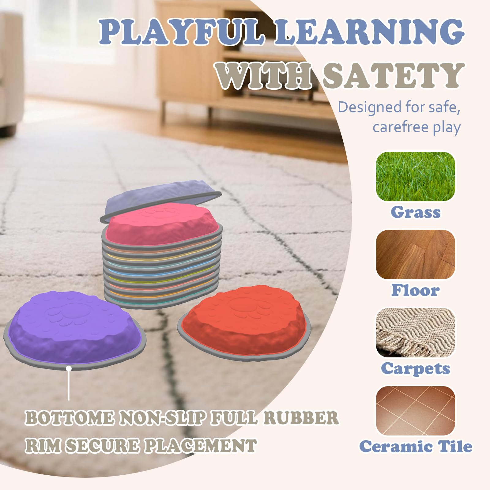 Camelus stepping stones with non-slip bases prevent slips on any surface