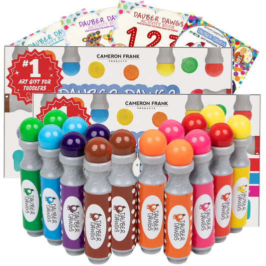 Cameron Frank 16-washable dauber-dawgs markers for mess-free crafts.