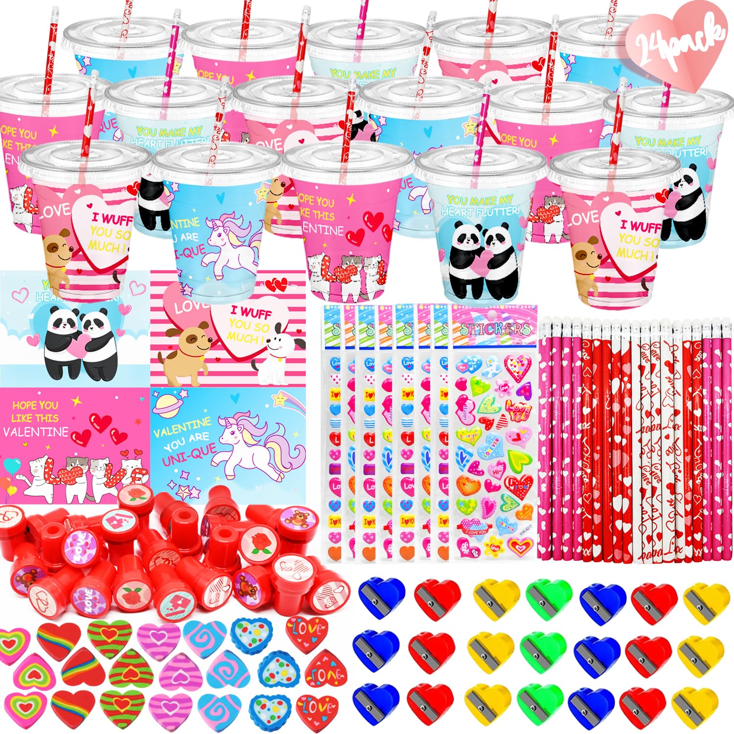 CAMIRUS Valentines cups for classroom gift exchanges and festive decor.