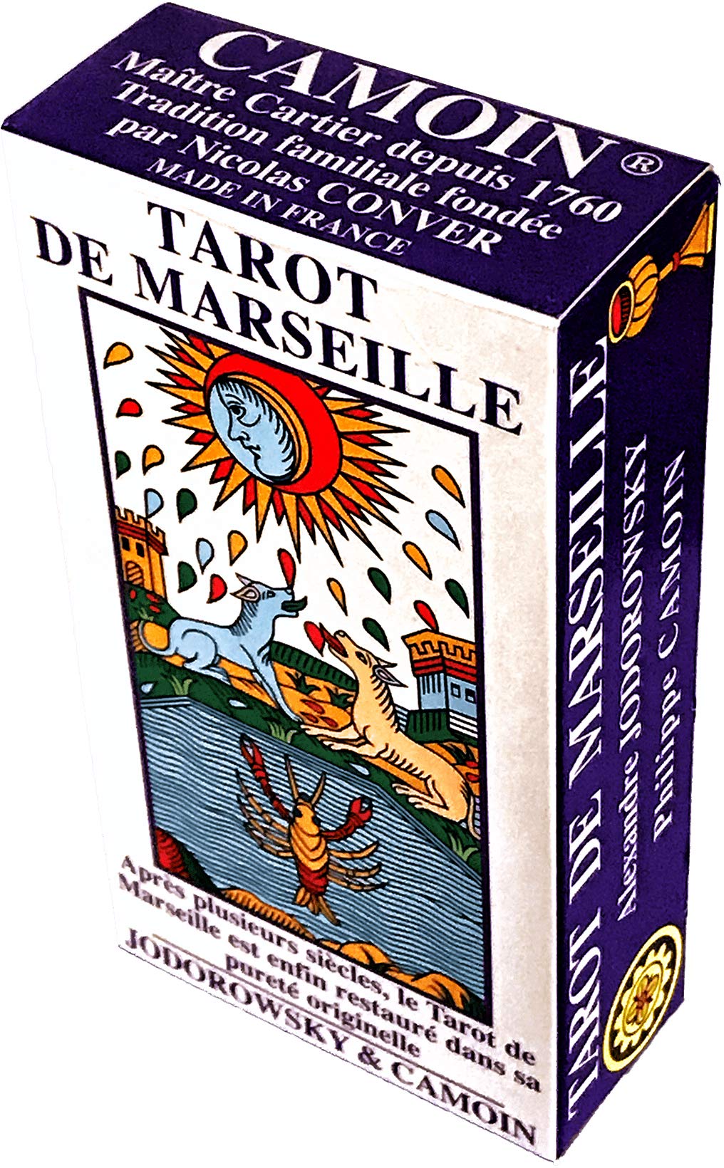 CAMOIN Tarot of Marseille Jodorowsky close-up of card designs highlighting restored symbols.