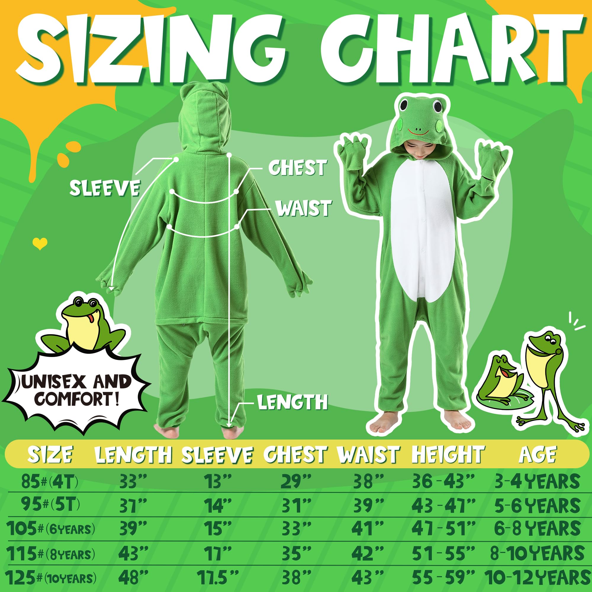 CANASOUR frog green animal onesie hip zipper for easy toilet breaks
