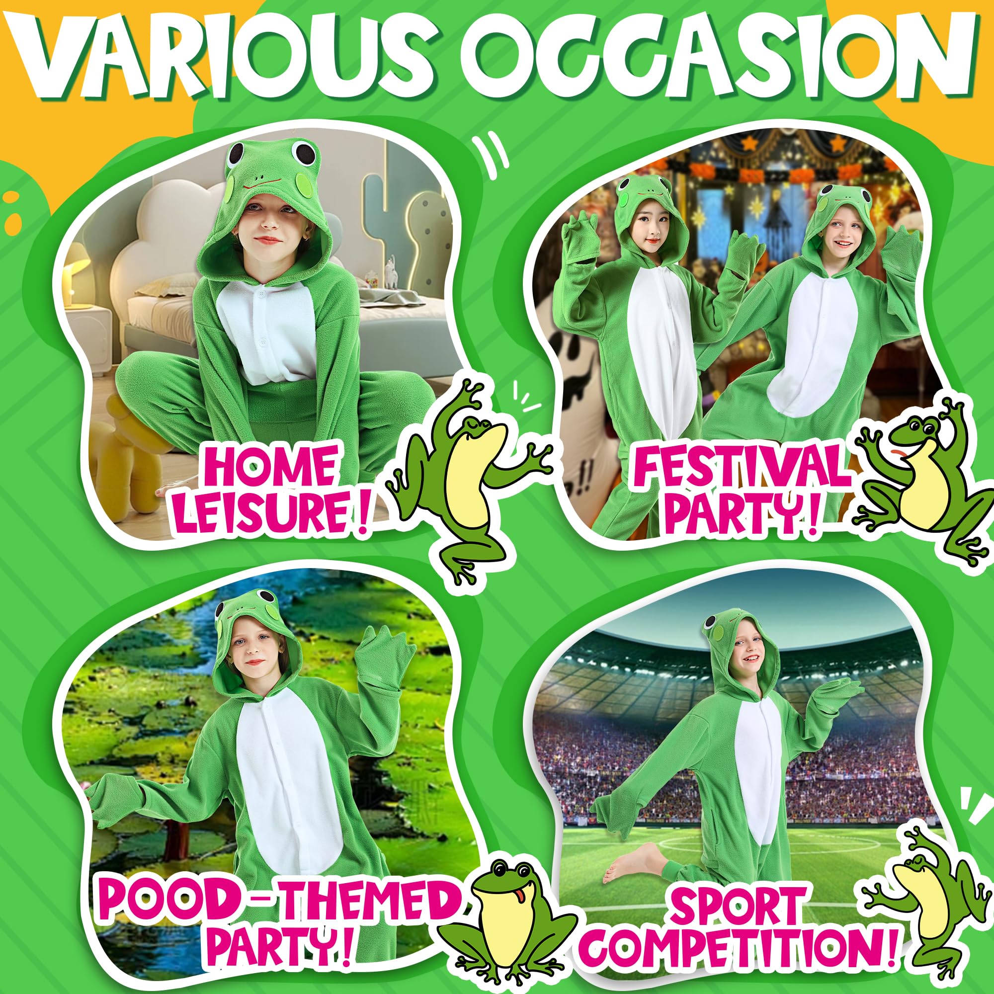 CANASOUR frog green animal onesie side pockets for snacks and toys