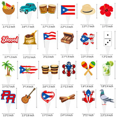 CANDY CHEF Puerto Rico cupcake toppers pattern 3 showcase cigar and guitar accents for party cakes