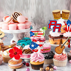 CANDY CHEF Puerto Rico cupcake toppers pattern 7 bold colors brighten desserts and gatherings