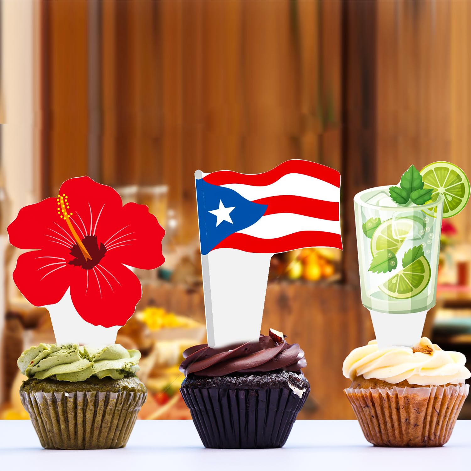 CANDY CHEF Puerto Rico cupcake toppers pattern 8 versatile decor for cultural parties and home celebrations