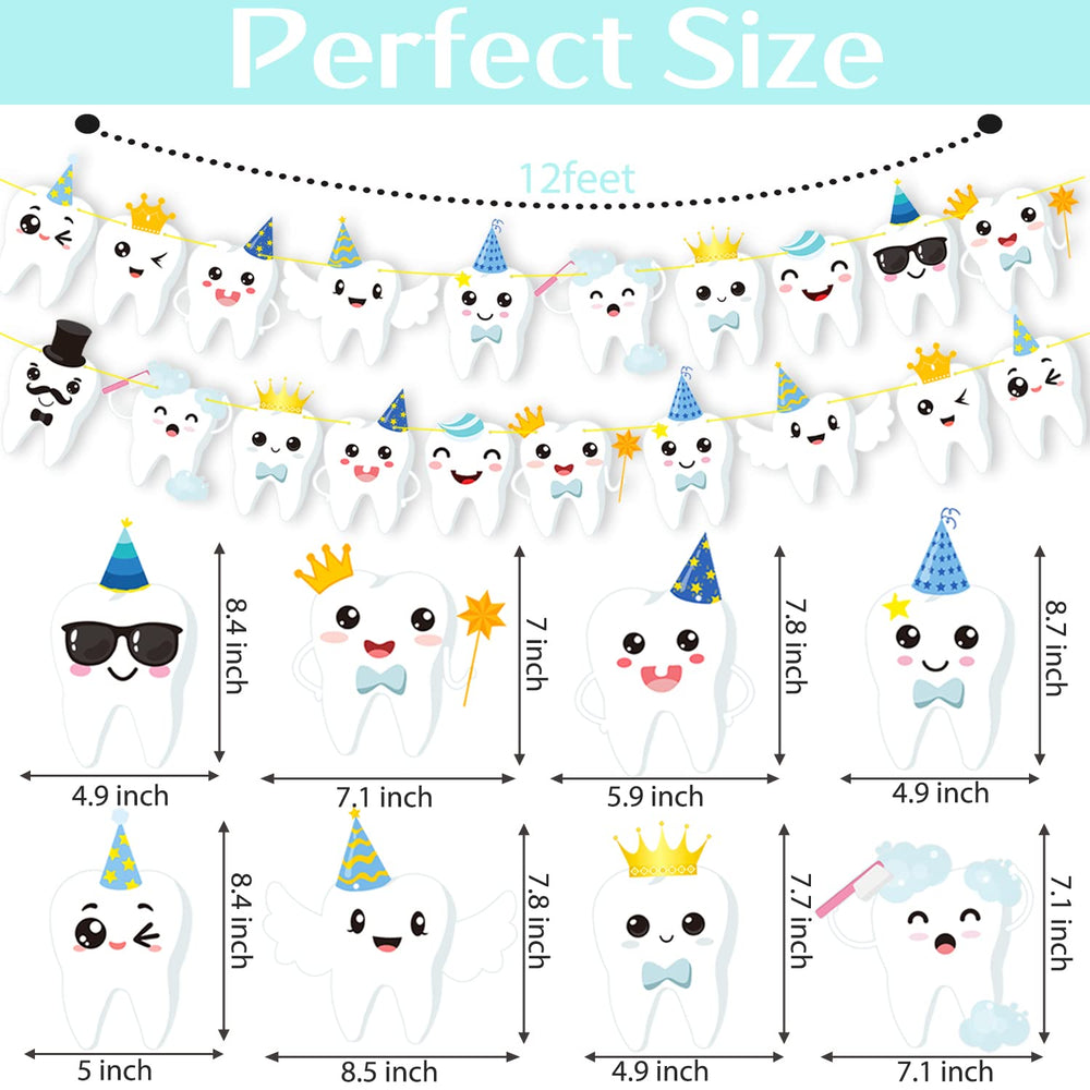 Candy Chef tooth banner in bath time outfit creates cute accents for bath-themed showers