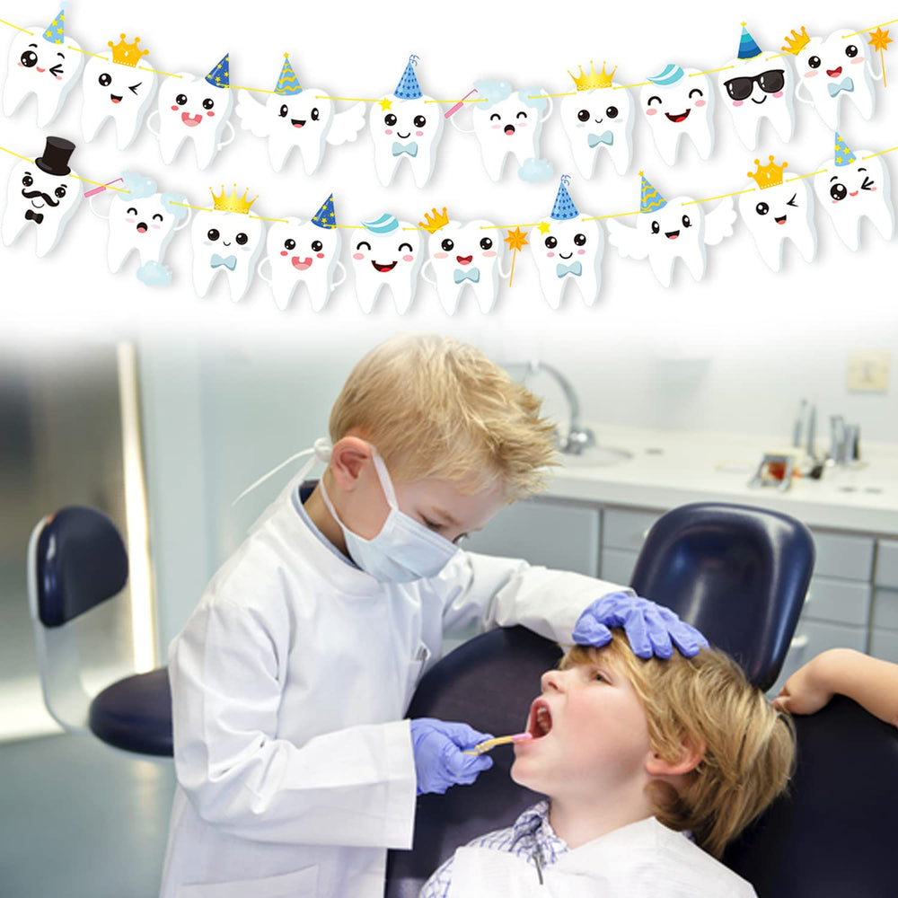 Candy Chef tooth banner pattern-two adds colorful flair to birthday setups
