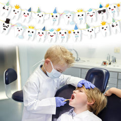 Candy Chef tooth banner pattern-two adds colorful flair to birthday setups
