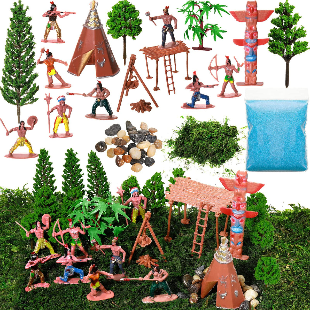 Canlierr native American Indians figures set for classroom diorama projects.