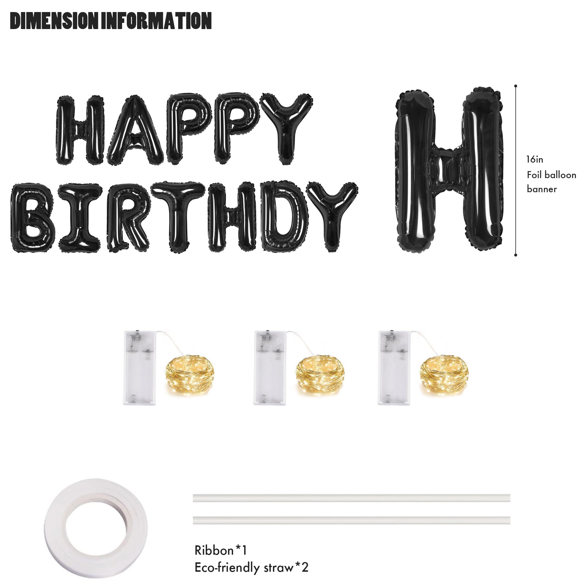 CANREVEL 16-inch black foil letters showcase a premium, reusable birthday message.