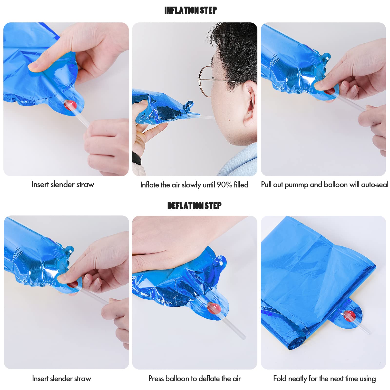 CANREVEL 3D blue foil balloons add vibrant eye catching party flair
