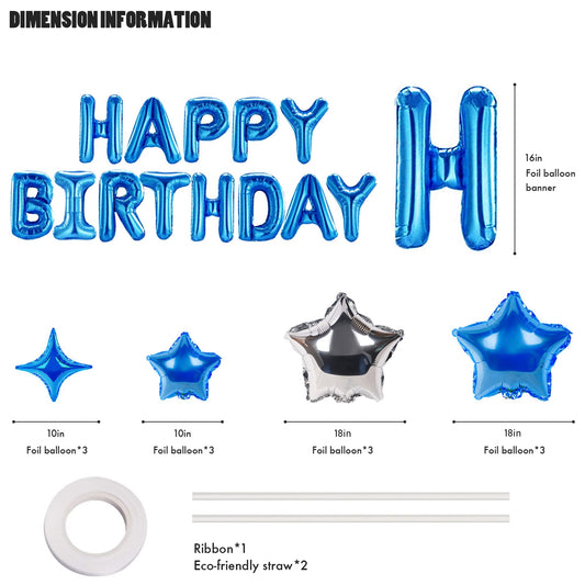 CANREVEL blue four-pointed stars, 10 inches, ideal for ceiling or wall decorations.