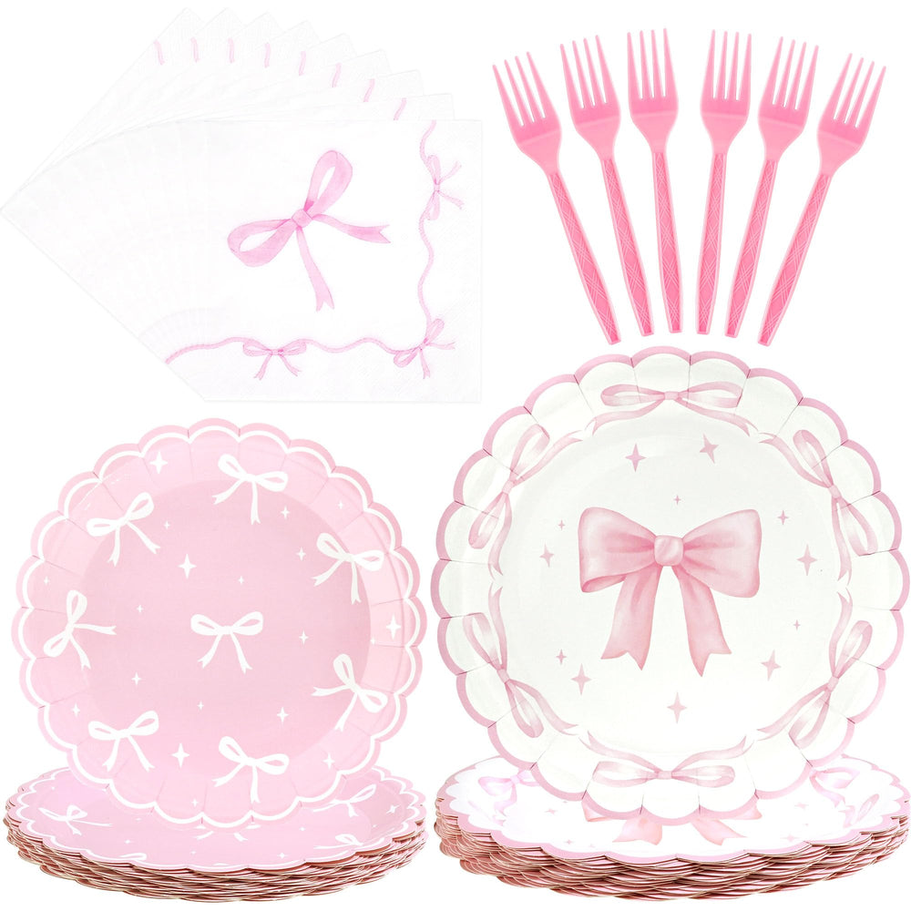 CANREVEL bow dessert plates showcase a festive pattern for celebrations.