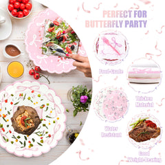 CANREVEL bow forks complete the disposable party tableware set.